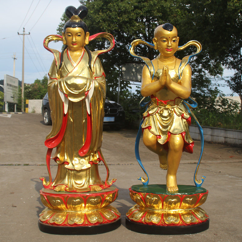 厂家直销树脂佛像 1米6童男童女 招财童子 善财龙女 金童玉女镇宅