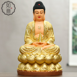 包邮佛像 树脂佛像 12寸释迦佛鎏金阿弥陀佛 沙金佛祖 药师佛