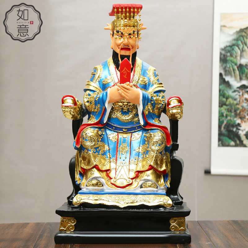 树脂彩绘鎏金东海龙王佛像