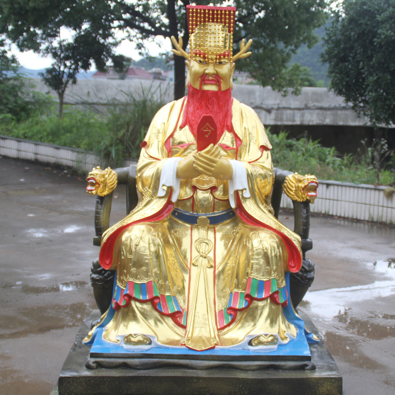 寺庙树脂四海龙王 贴金彩绘东海龙王菩萨 彩绘龙王龙母 金色龙王