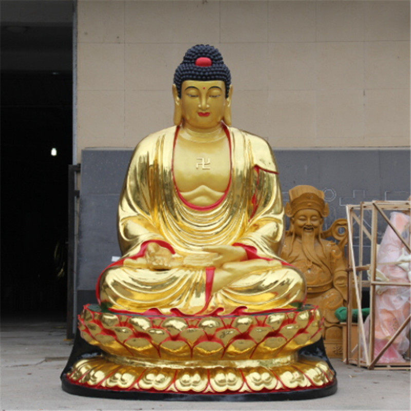 树脂玻璃钢鎏金彩绘寺庙释迦佛