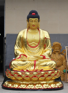 树脂玻璃钢鎏金彩绘寺庙释迦佛