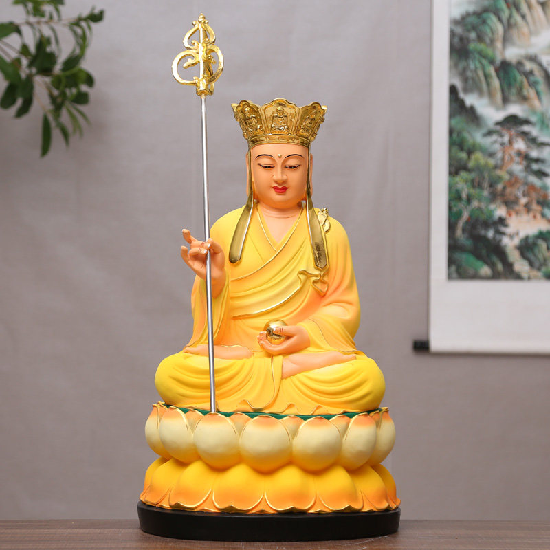 七彩地藏王菩萨树脂鎏金佛像