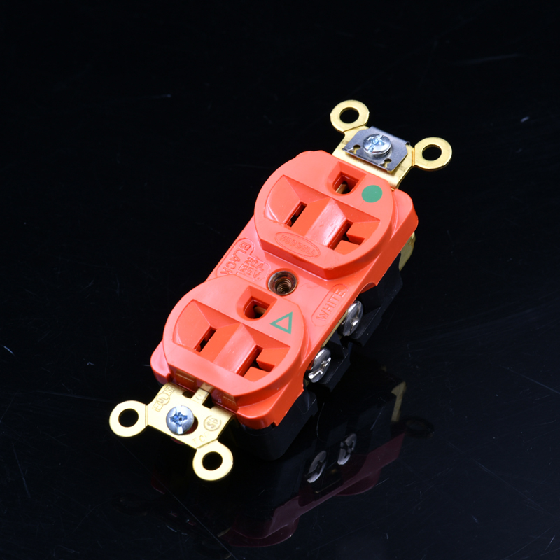 美国原装 HUBBELL IG8300 2位美标橙色电源插座老款