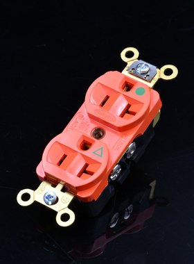 美国原装 HUBBELL IG8300 2位美标橙色电源插座老款