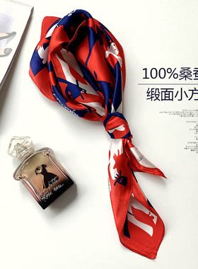 多色波点印花缎面苏明玉小丝巾