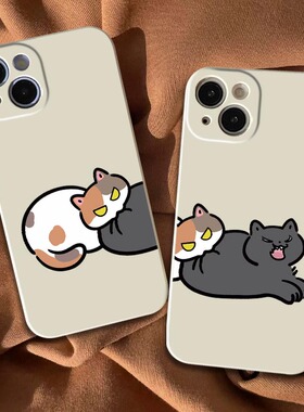 咬屁股猫咪情侣手机壳适用于iPhone17pro苹果16promax/15proOPPOfindx7华为mate70VIVOx200小米三星