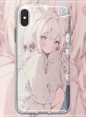 甜美猫耳少女手机壳适用于苹果15plusOPPO华为VIVO小米三星M01S
