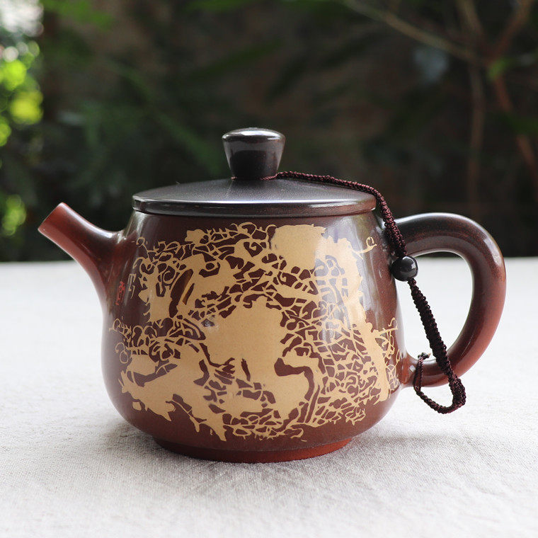 云南建水紫陶器茶具壶名家向炳成大师手制精美窑变亮光手工敞口壶