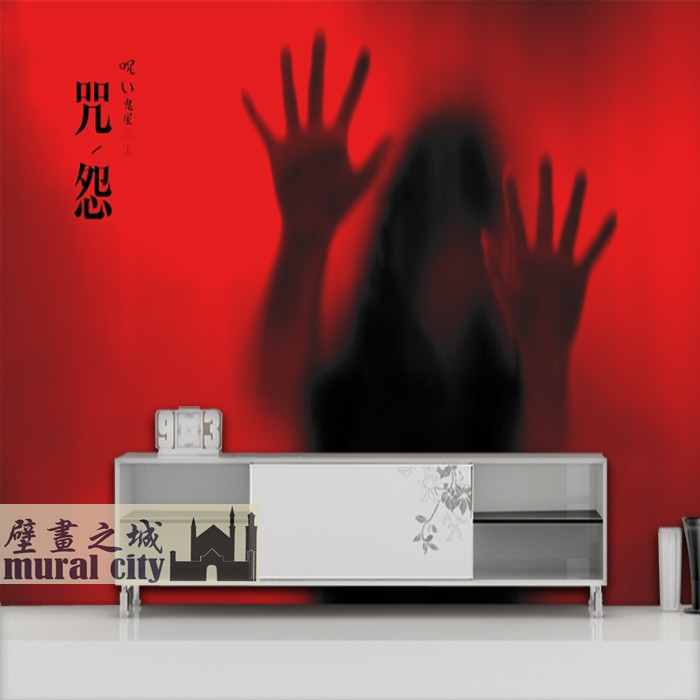 鬼屋恐怖女鬼壁纸咒怨贞子密室逃脱墙纸惊悚主题ktv网咖壁画背景