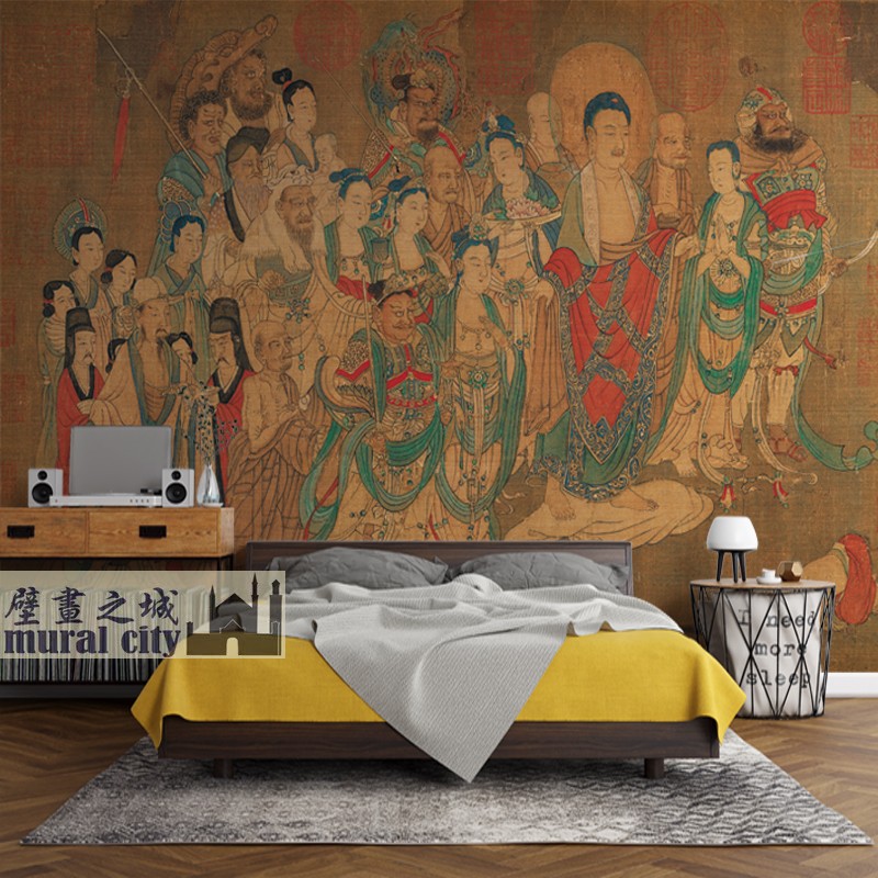 燃灯佛授记墙布古画寺院佛龛壁纸图片