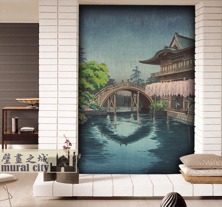 日系风景日本天满宫壁纸 浮世绘日式风格壁纸 日本和风系列壁画