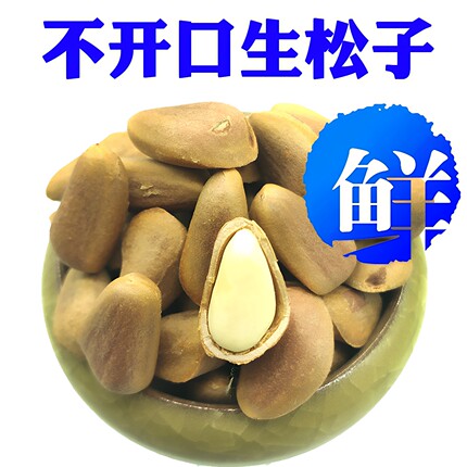 生松子新货东北特产特大新鲜红松子原味不开口散装500g松树屯松籽