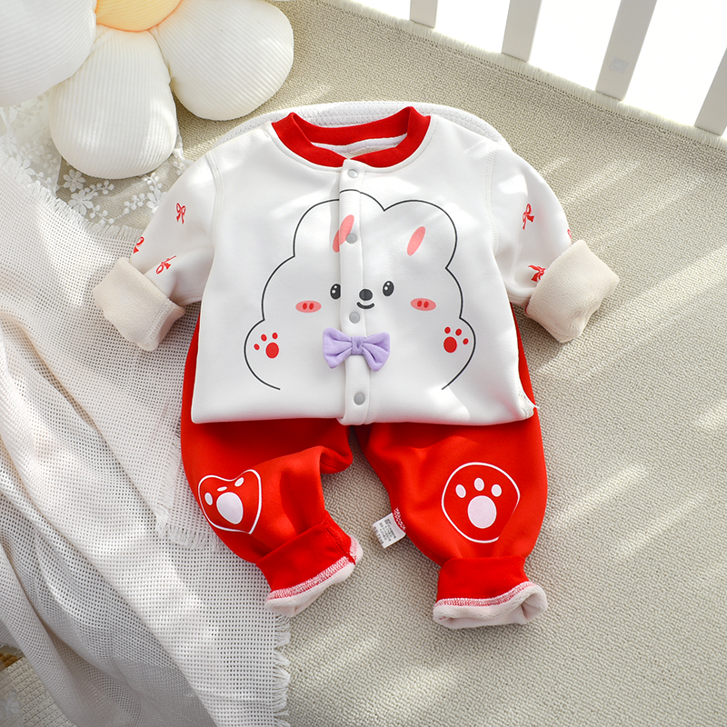 清新加绒2件套秋冬保暖宝宝套装