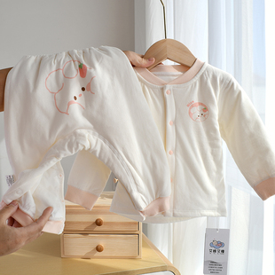 家居服宝宝分体套装 打底内搭大pp裤 按扣 秋冬季 婴幼儿60克薄棉套装