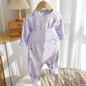 宝宝秋衣秋裤 按扣纯棉a类高腰护肚大屁屁免脱贴身打底婴儿家居服