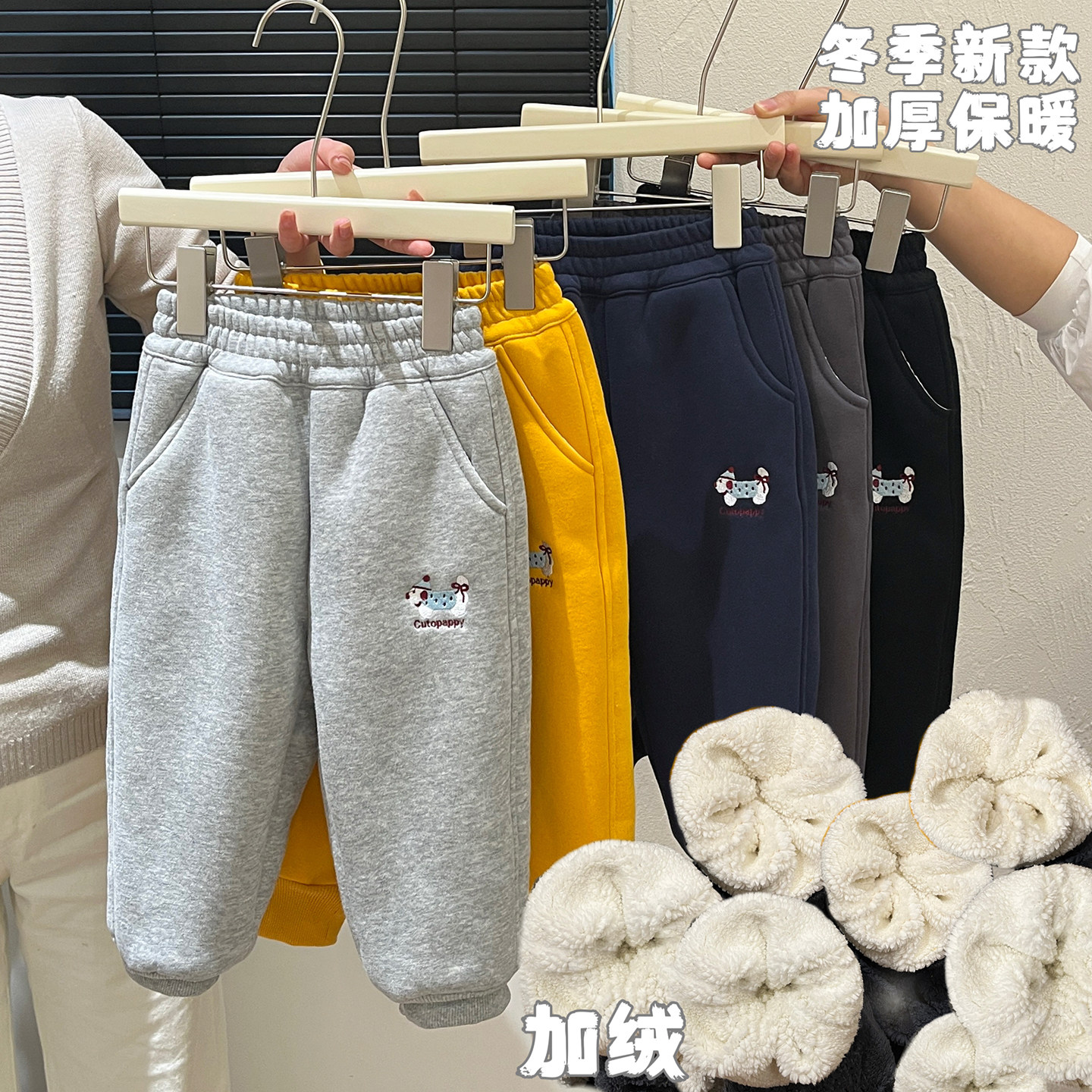 秋冬款女童潮款加绒加厚棉裤女宝宝韩版保暖外穿休闲裤子儿童童装