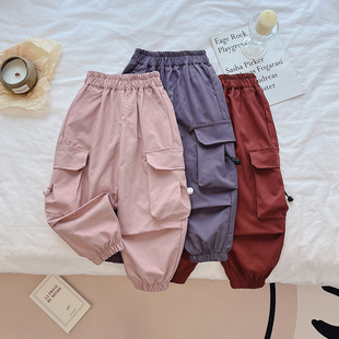 新款 中大童宽松休闲裤 时尚 裤 160码 2024秋季 110 儿童工装 运动裤