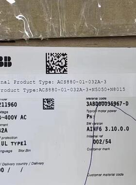 ACS880-01-032A-3+N5050+N8015 全新原装ABB变频器询价