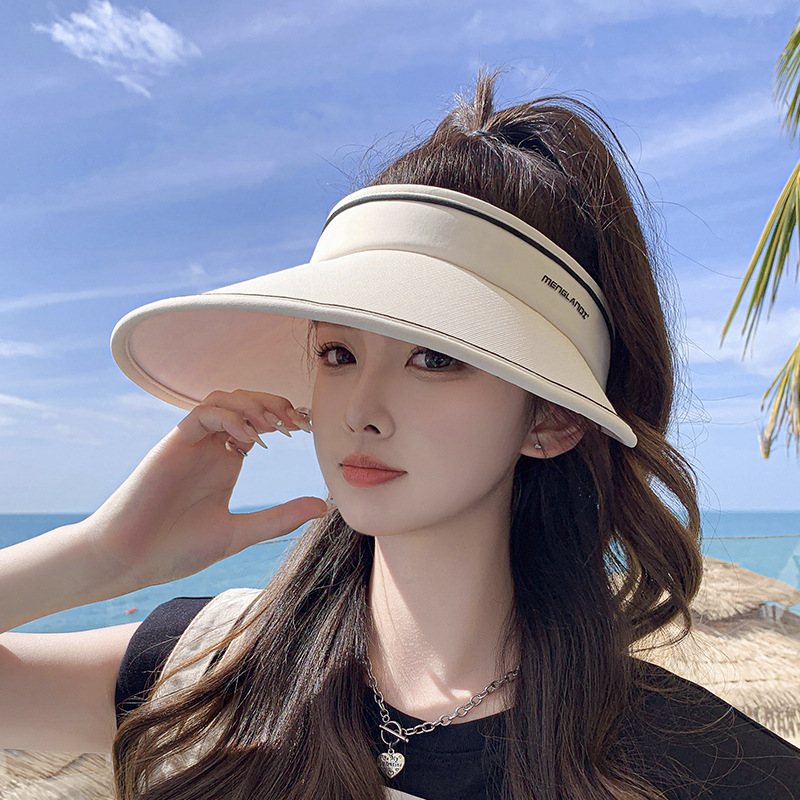 帽子春夏女百搭空顶防晒帽女宽檐显脸小遮阳帽户外沙滩骑行太阳帽