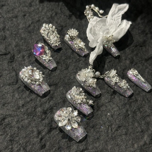 纯手工穿戴甲白纱满钻气质仙气流苏中梯爆闪重工千金感 123