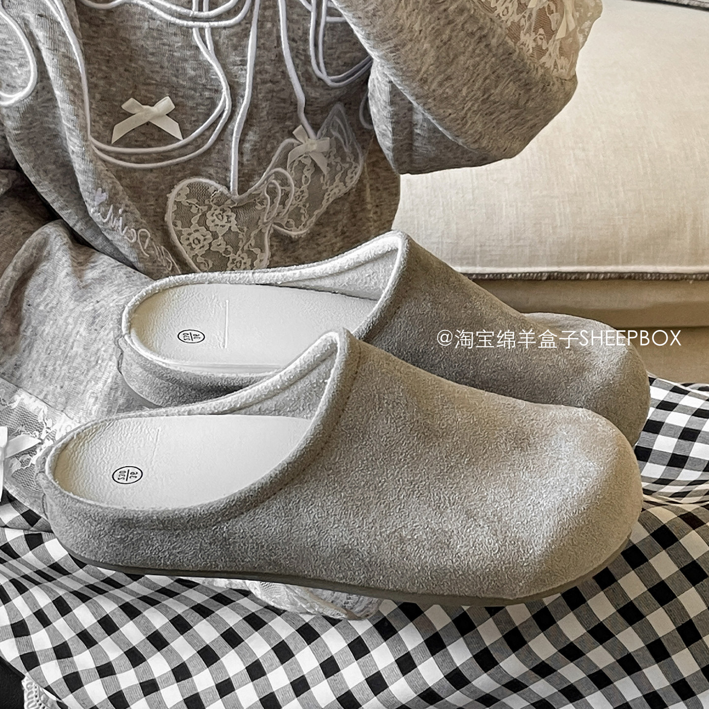 绵羊盒子巨好看的半拖鞋外穿一脚蹬勃肯鞋2026新款早春懒人鞋单鞋,女鞋,勃肯鞋/软木鞋,淘宝优惠券,粉丝福利购,淘宝优惠卷