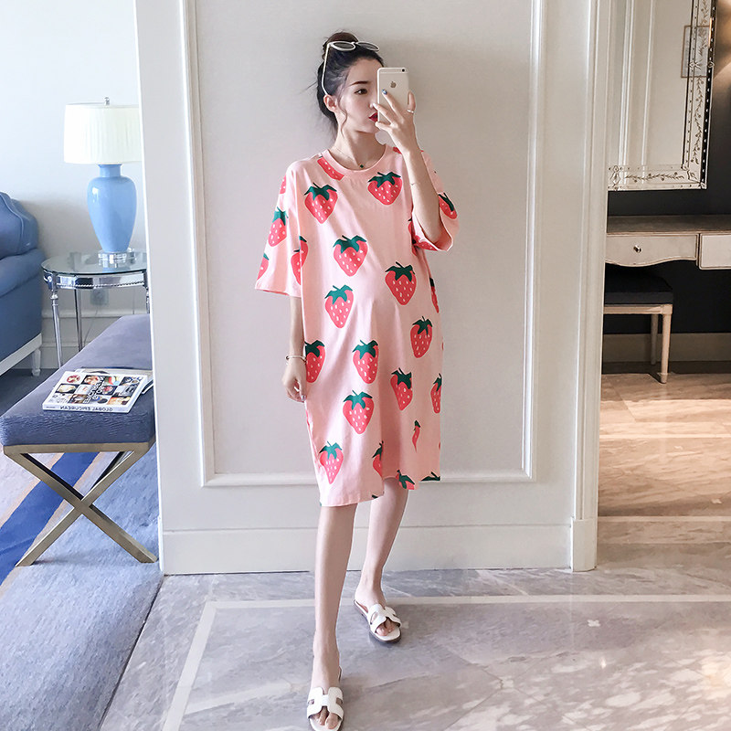 maternity dress Summer wear Korean Edition Mid length version Easy Dress Fashionable 2019 new pattern Easy Large Short sleeved jacketin the Maternity/Maternal supplies/Nutrition , Maternity , Dress  category - from Buy2taobao.com to provide professional Taobao agent buy service