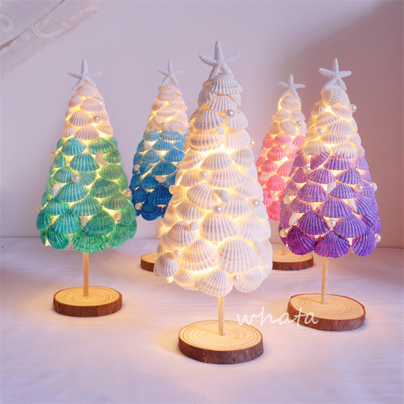 贝壳树圣诞树小夜灯手工diy