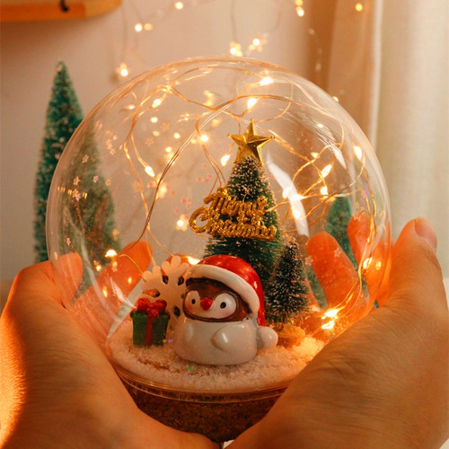 圣诞水晶球diy手工节小夜灯