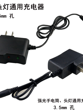 钓鱼灯充电器5.5mm圆孔 强光手电筒3.5mm直充充电器 头灯智能快充