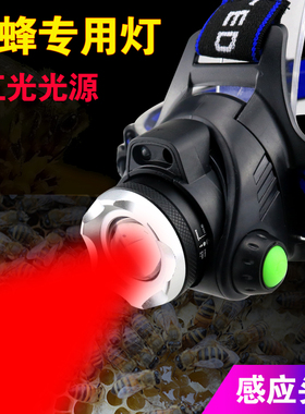 红光头灯 T6养蜂专用照明灯强光充电养蜂感应红头灯LED驱蚊灯充电