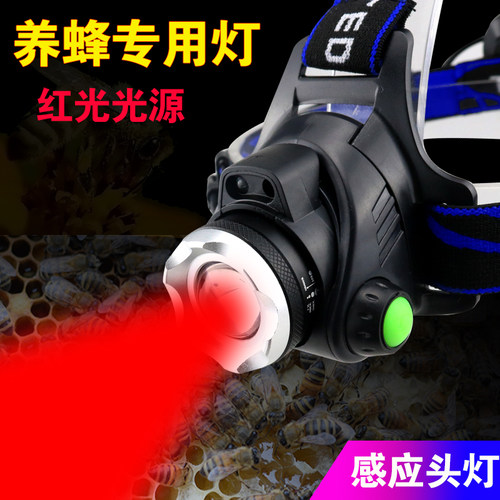 红光头灯 T6养蜂专用照明灯强光充电养蜂感应红头灯LED驱蚊灯充电 - 封面