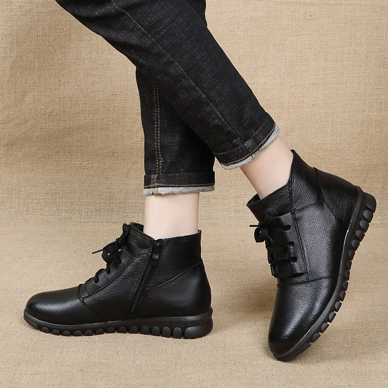 冬季保暖加绒奶奶棉鞋真皮老人短靴高帮软底防滑平底妈妈鞋中老年,女鞋,深口单鞋,淘宝优惠券,粉丝福利购,淘宝优惠卷