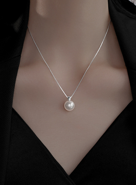 银奥925纯银单颗珍珠女生项链