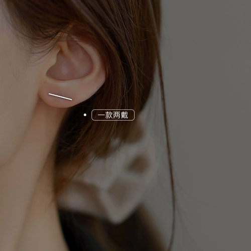 Серебряная игла, небольшие дизайнерские брендовые серьги, серебро 925 пробы, городской стиль