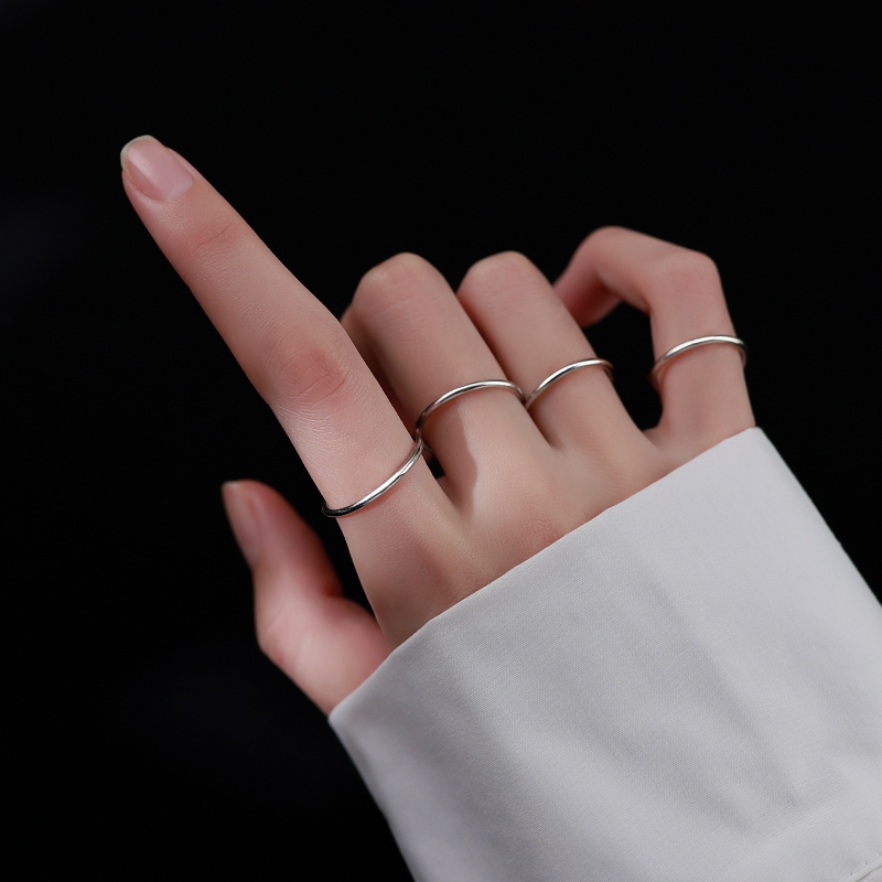 999纯银素圈戒指女小众