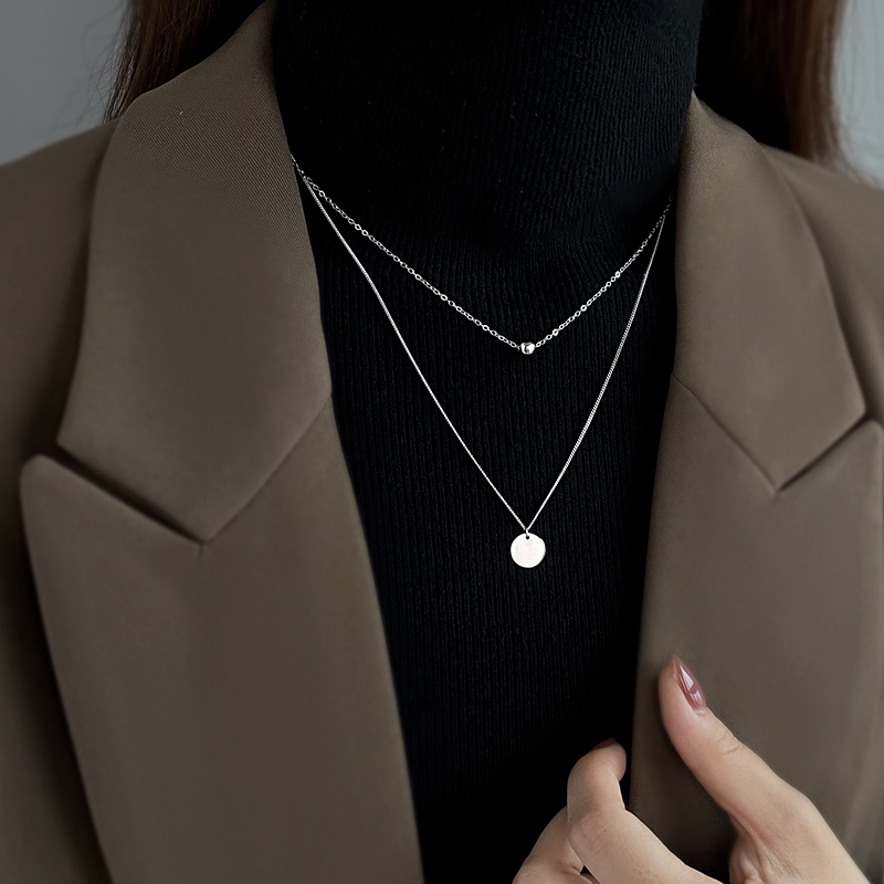 银奥925纯银双层毛衣链