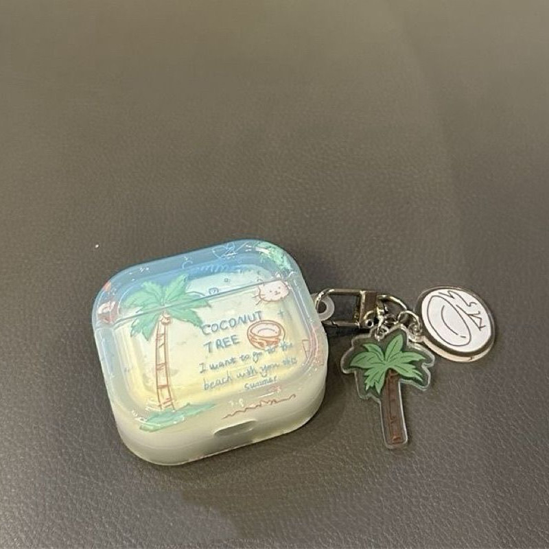夏日椰子树猫适用airpodspro2保护套耳机壳新款三代airpods4二代耳机壳苹果pro3耳机保护套无线蓝牙耳机外壳