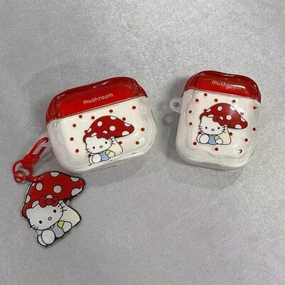 可爱蘑菇kt猫适用airpodspro2保护套耳机壳新款三代airpods4二代耳机壳苹果pro3耳机保护套无线蓝牙耳机外壳