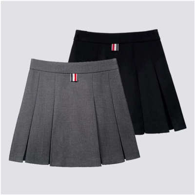 大码灰色西装百褶裙女夏装新款
