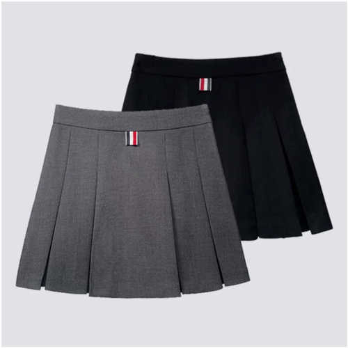 大码灰色西装百褶裙女夏装新款