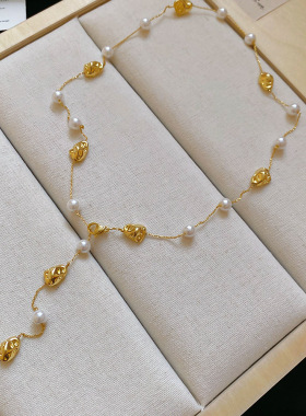 真金电镀不规则珍珠串珠项链