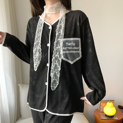 德绒睡衣女款秋冬新款家居服套装