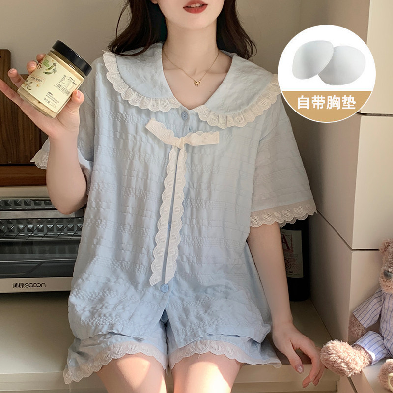 带胸垫夏季新款开衫公主风短袖短裤套装女简约甜美可爱时尚两件套,女装/女士精品,时尚套装,淘宝优惠券,粉丝福利购,淘宝优惠卷