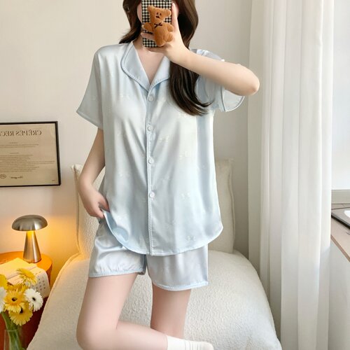睡衣女带胸垫性感冰雪丝两件套装