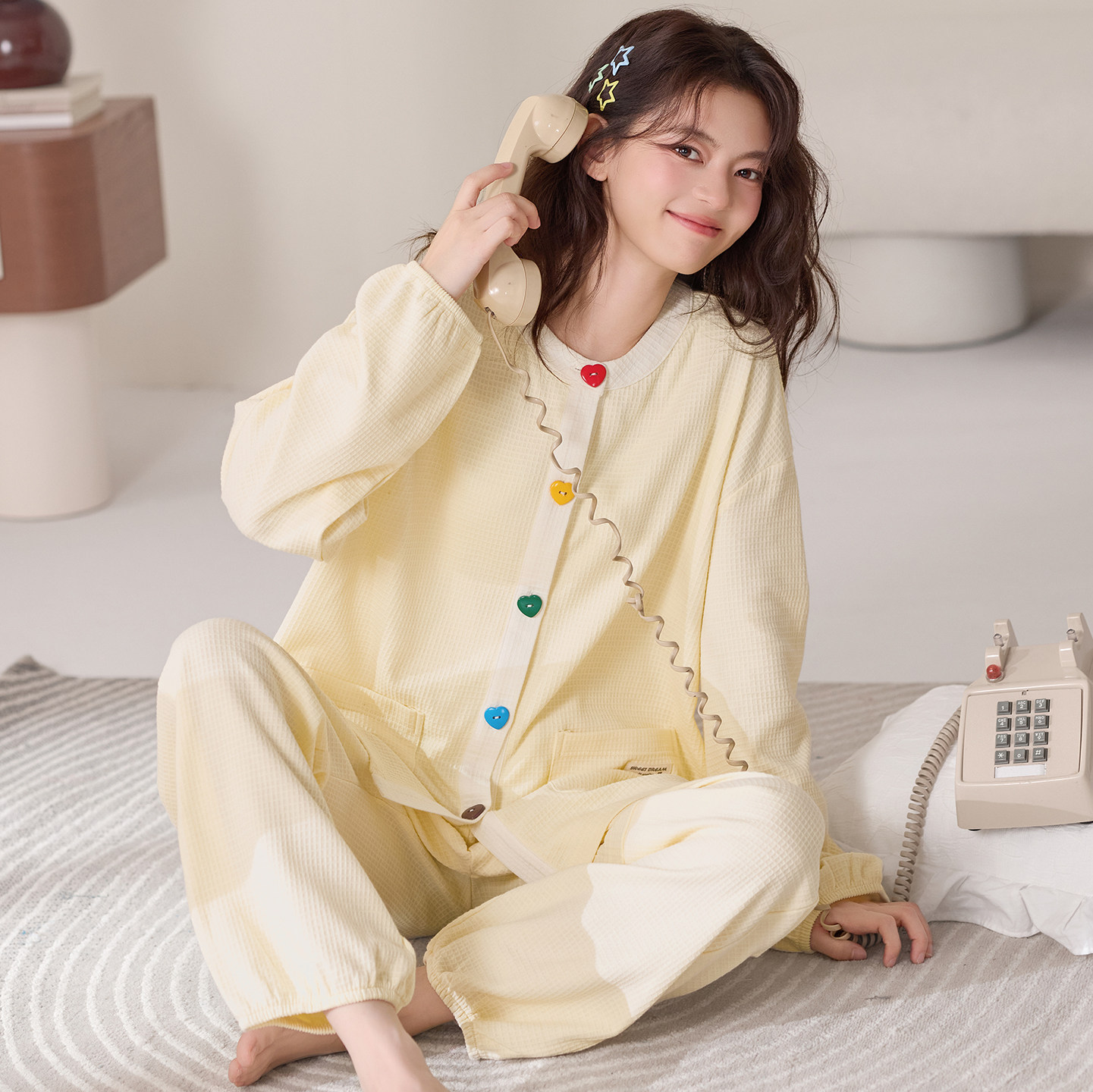 2026春秋季新款长袖长裤纯棉学院风居家休闲服时尚宽松两件套装女,女装/女士精品,大码套装,淘宝优惠券,粉丝福利购,淘宝优惠卷