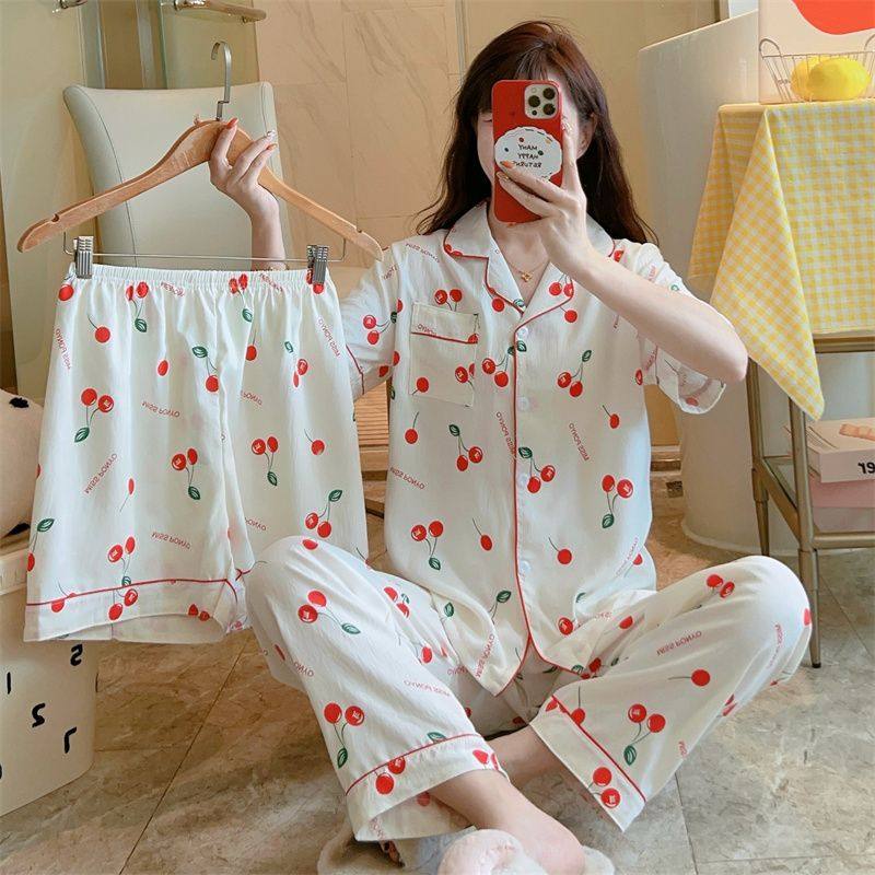 2026春夏新款短袖短裤长裤三件套少女休闲甜美可爱印花居家服套装,女装/女士精品,大码套装,淘宝优惠券,粉丝福利购,淘宝优惠卷