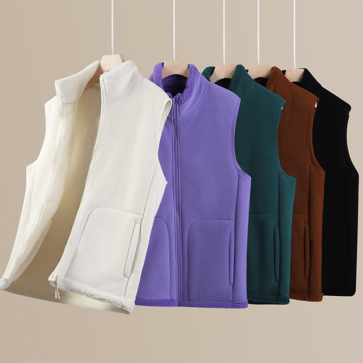 羊羔绒背心情侣加绒马甲