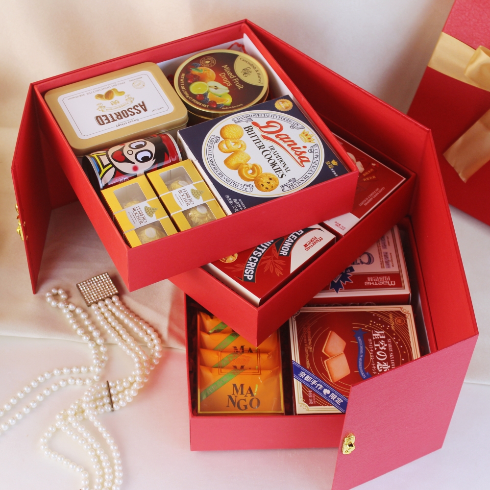 喜上花轿中式婚礼喜糖大号三层伴手礼喜饼礼盒成品结婚订婚回礼