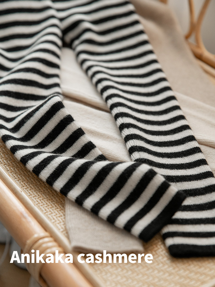 Anikaka秋冬新款儿童黑白条纹打底纯山羊绒裤女宝宝修身柔软裤子,童装/婴儿装/亲子装,裤子,淘宝优惠券,粉丝福利购,淘宝优惠卷